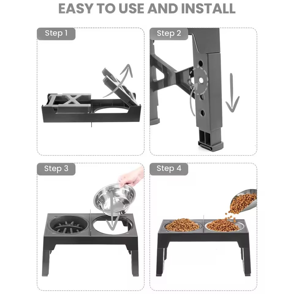 Comedero Elevado Ajustable – Alimentación Saludable y Cómoda